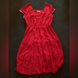 Piper and Scoot Red Floral Knee-Length Dress